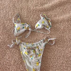 Floral Bikini Set with Lemon Print